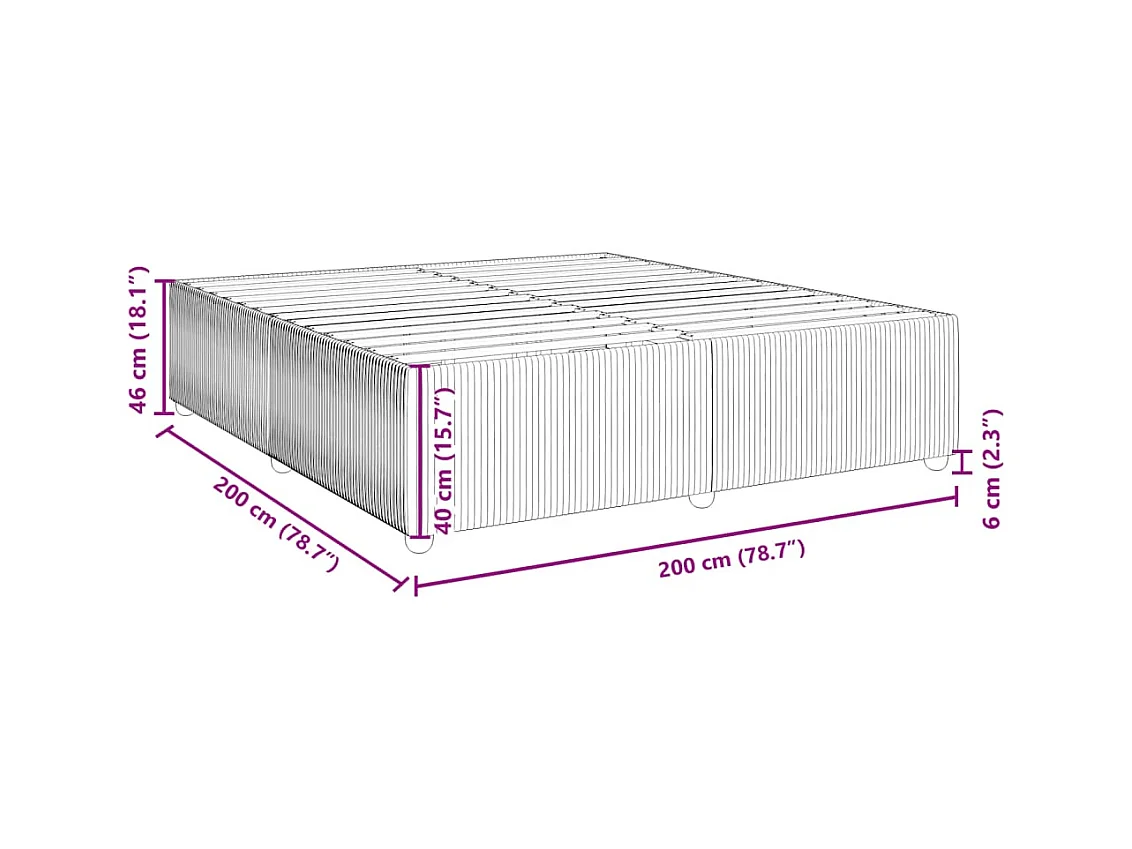 Cadre de lit sans matelas gris foncé 200x200 cm tissu