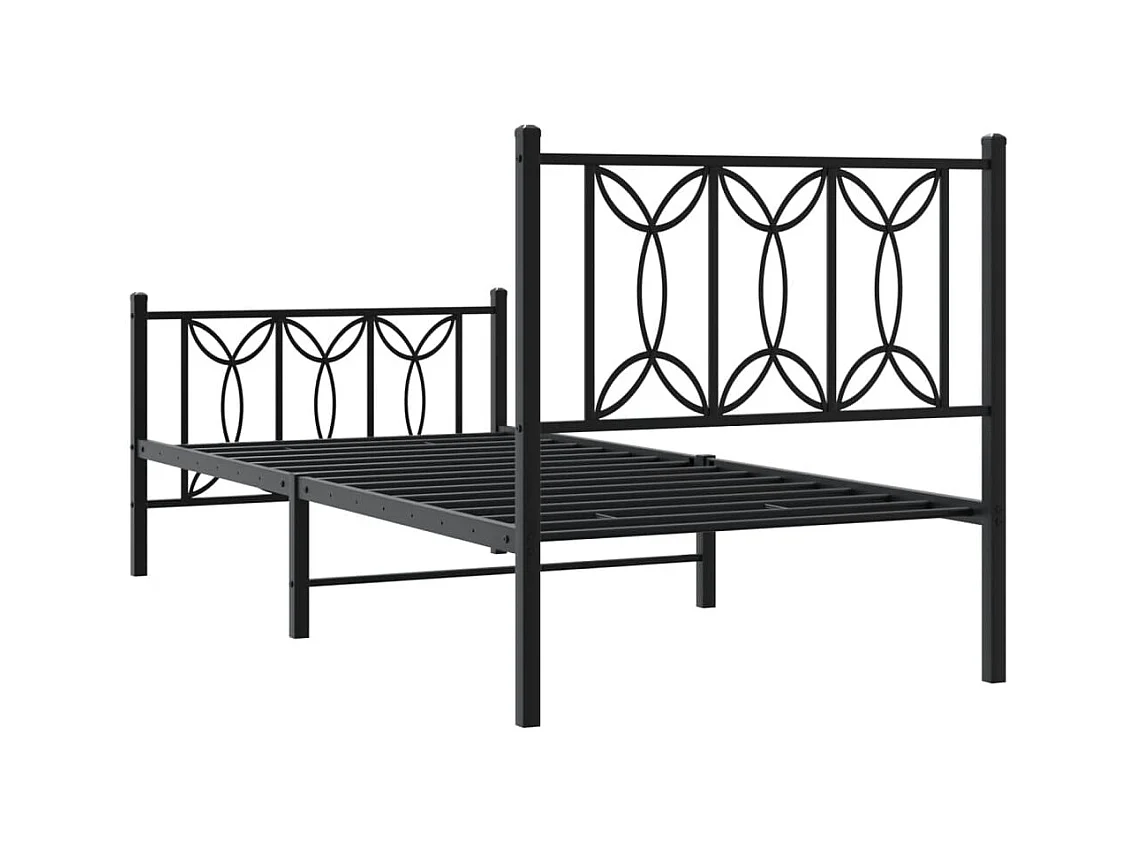 Giroletto con Testiera e Pediera Metallo Nero 80x200 cm