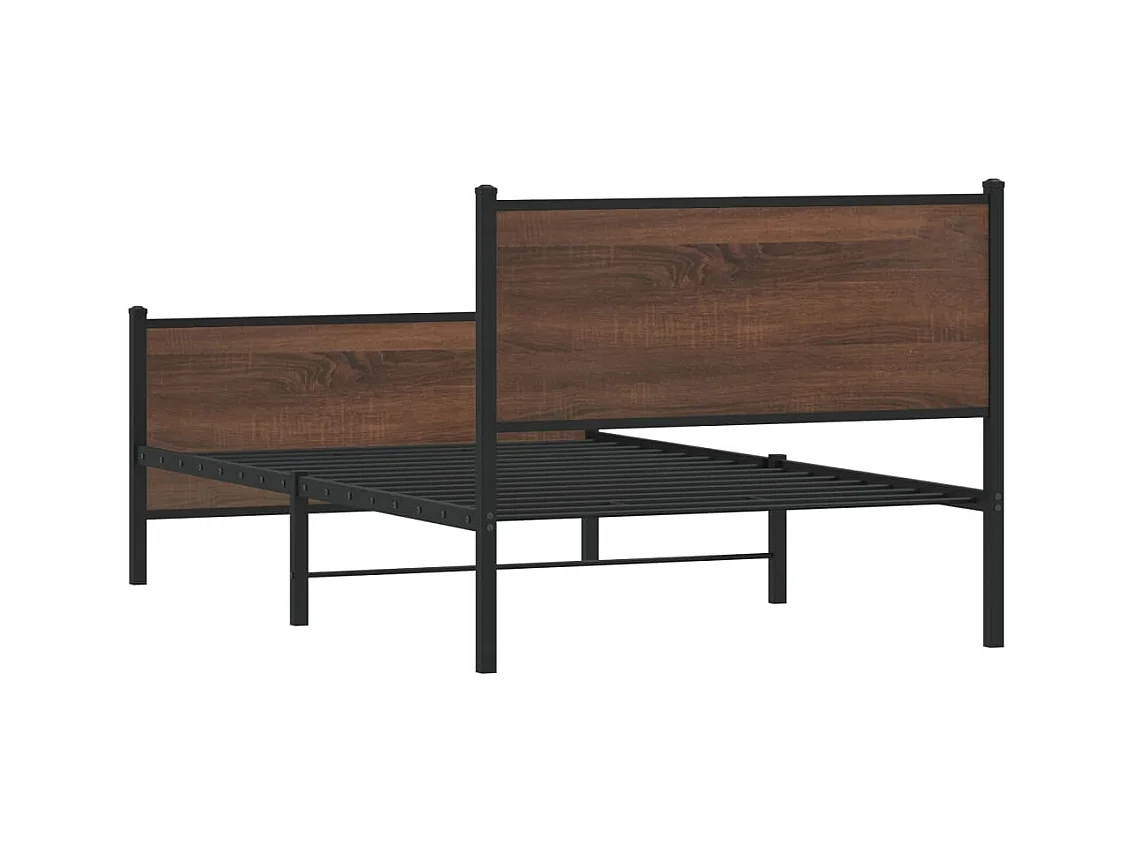 Cadre de lit en métal sans matelas chêne marron 100x200 cm