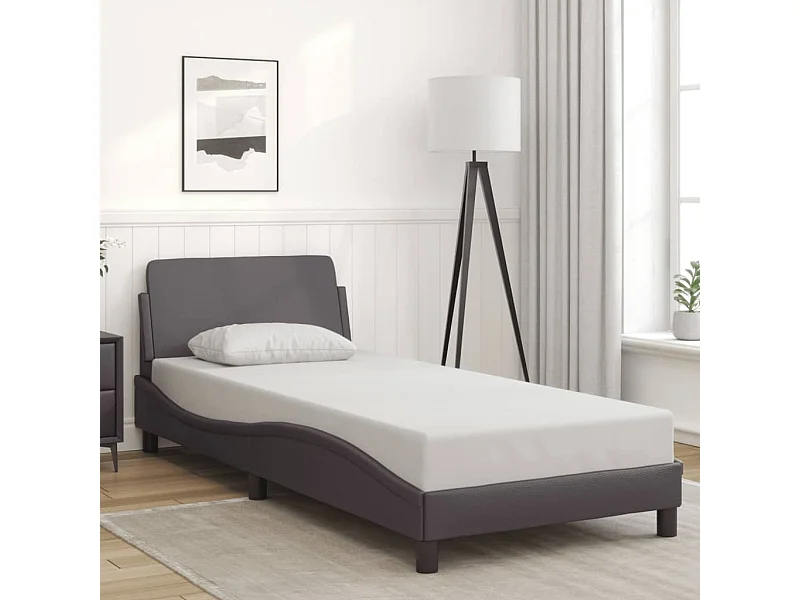 Cadre de lit sans matelas gris 90x200 cm similicuir