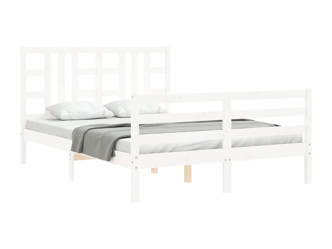 Cadre de lit sans matelas blanc bois de pin massif