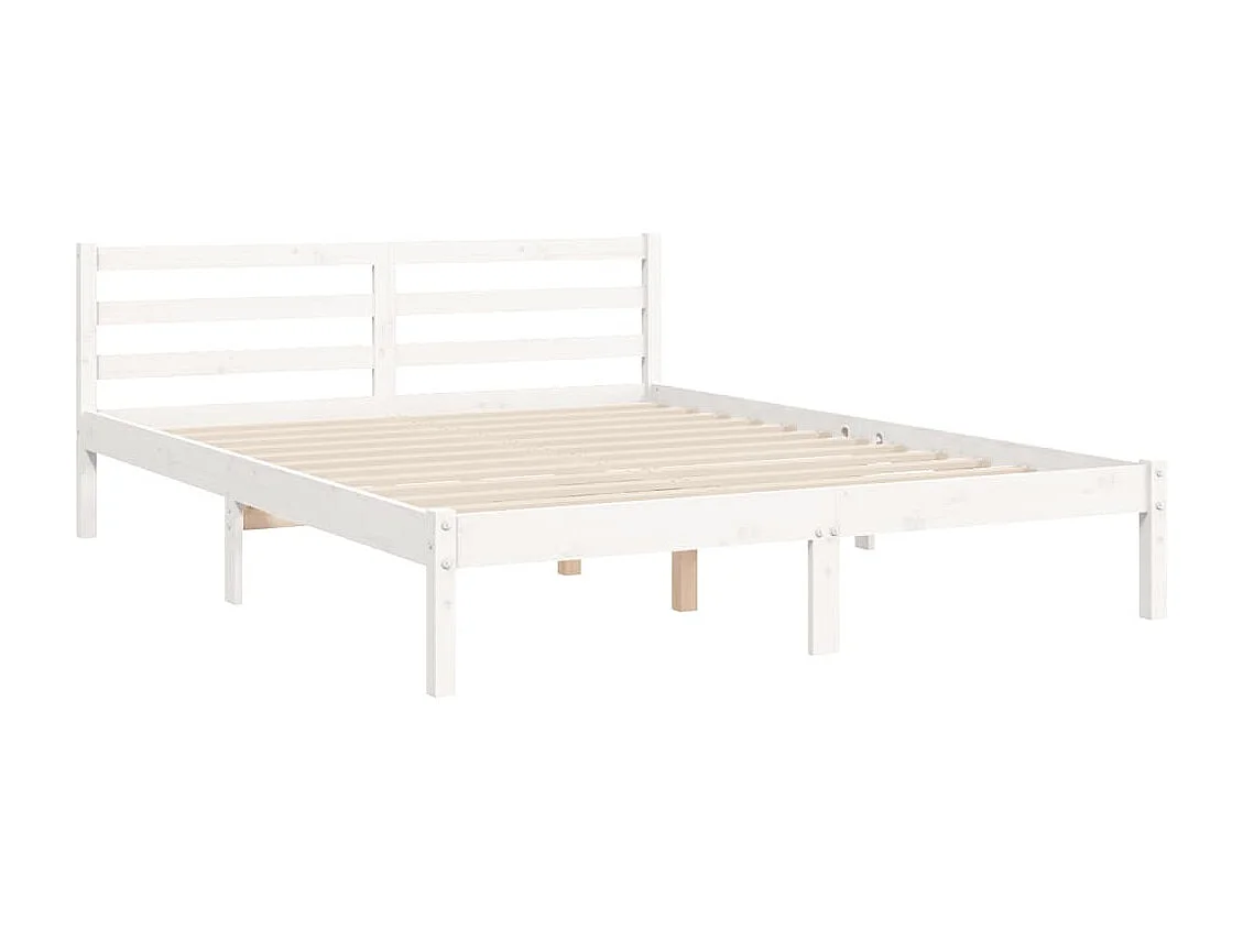 Cadre de lit sans matelas blanc bois de pin massif