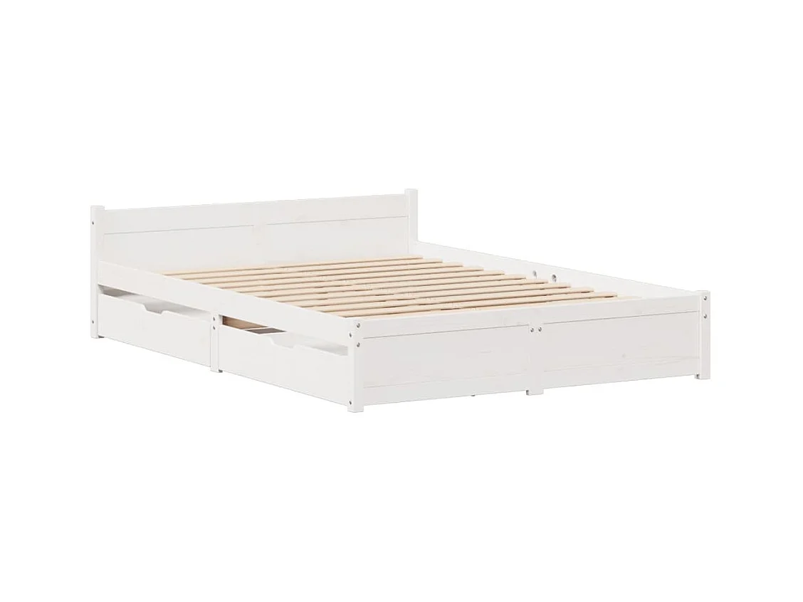 Bedframe zonder matras massief grenenhout wit 140x200 cm