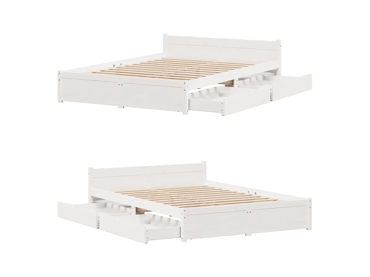 Bedframe zonder matras massief grenenhout wit 140x200 cm