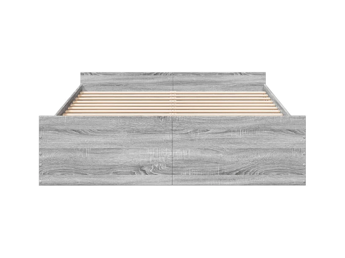 Cadre de lit avec tiroirs sans matelas sonoma gris 150x200 cm