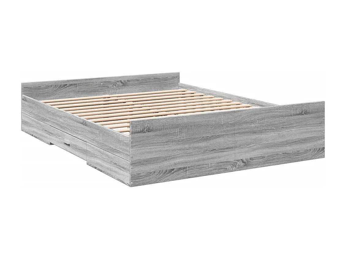 Cadre de lit avec tiroirs sans matelas sonoma gris 150x200 cm