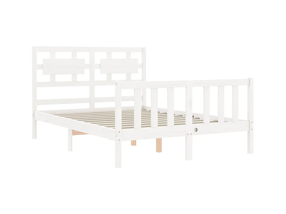 Massivholzbett mit Kopfteil Weiß