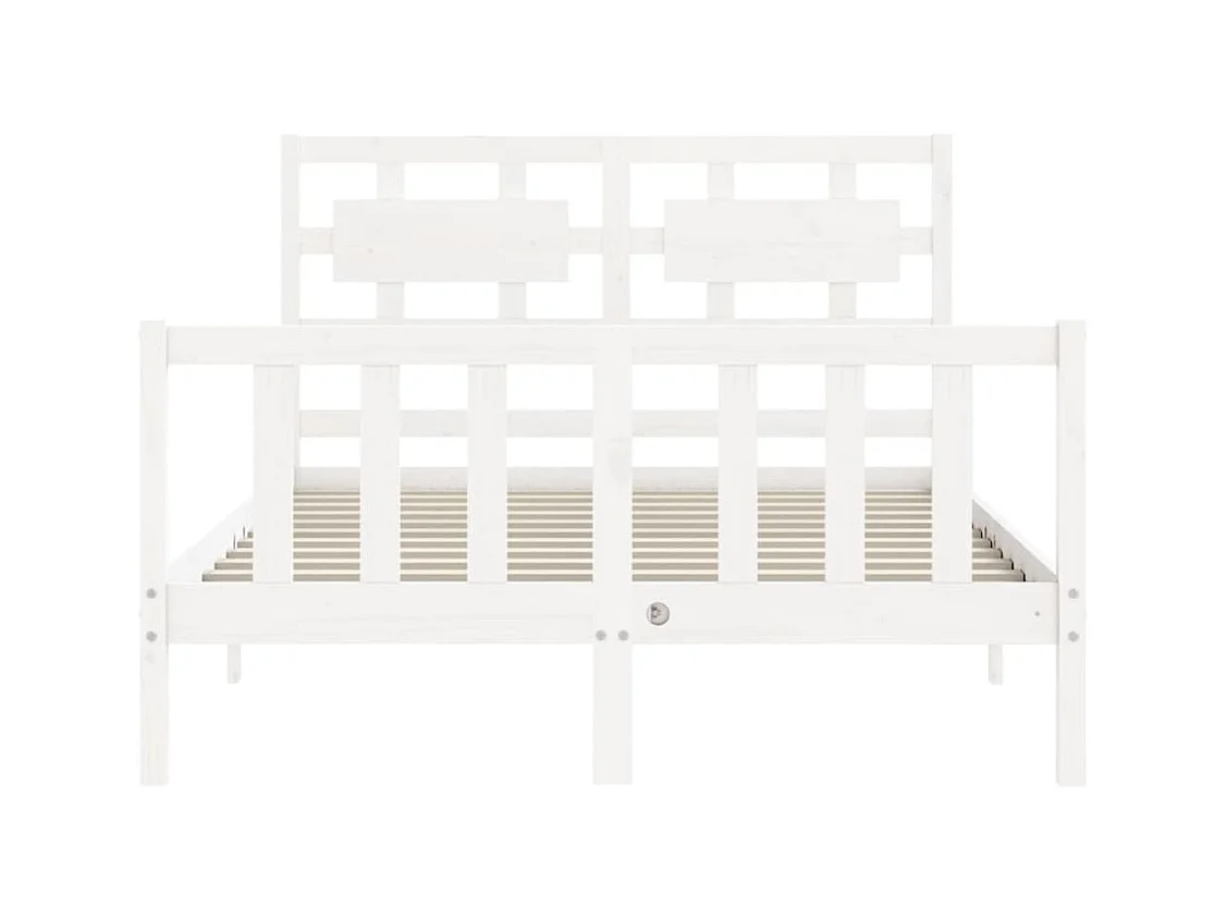 Massivholzbett mit Kopfteil Weiß