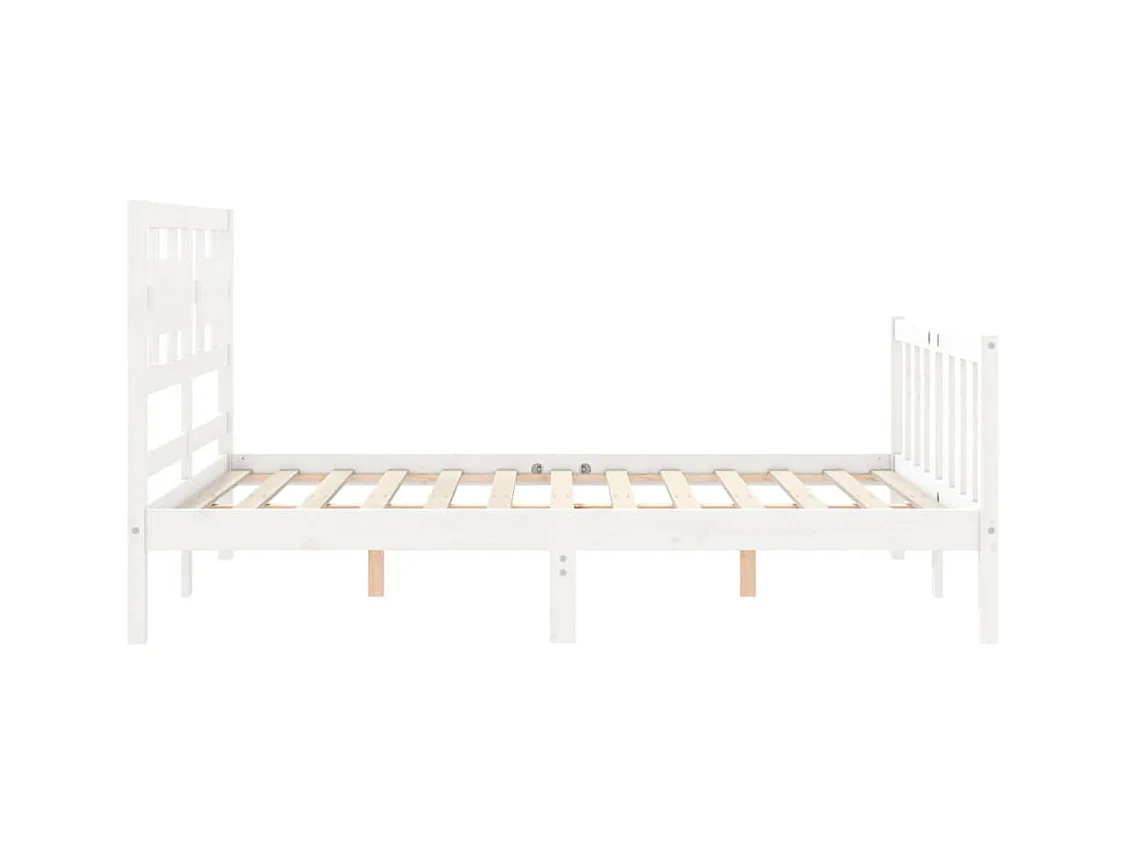 Massivholzbett mit Kopfteil Weiß