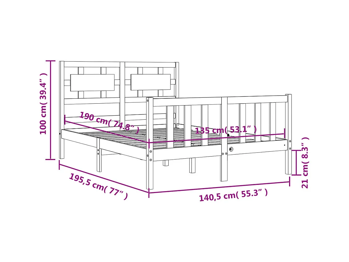 Massivholzbett mit Kopfteil Weiß