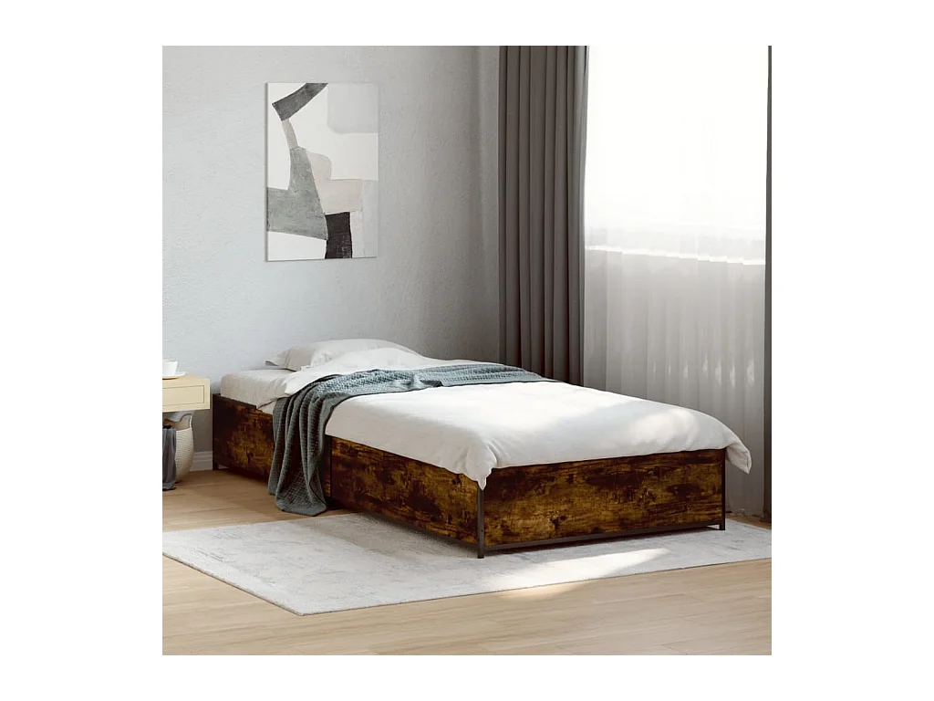 Cadre de lit sans matelas chêne fumé 90x190 cm