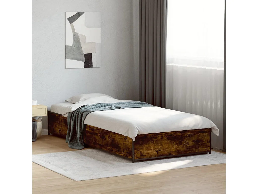 Cadre de lit sans matelas chêne fumé 90x190 cm