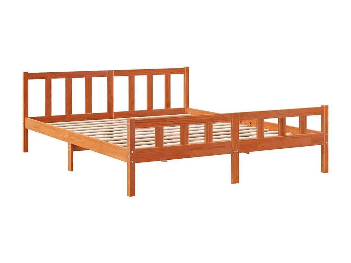 Cama sem colchão 160x200 cm madeira pinho maciço castanho-mel