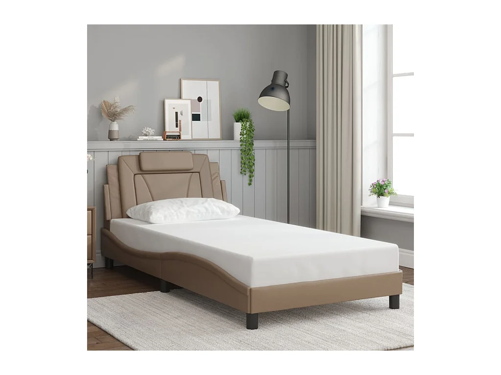Bettgestell mit Kopfteil Cappuccino-Braun 100x200 cm Kunstleder