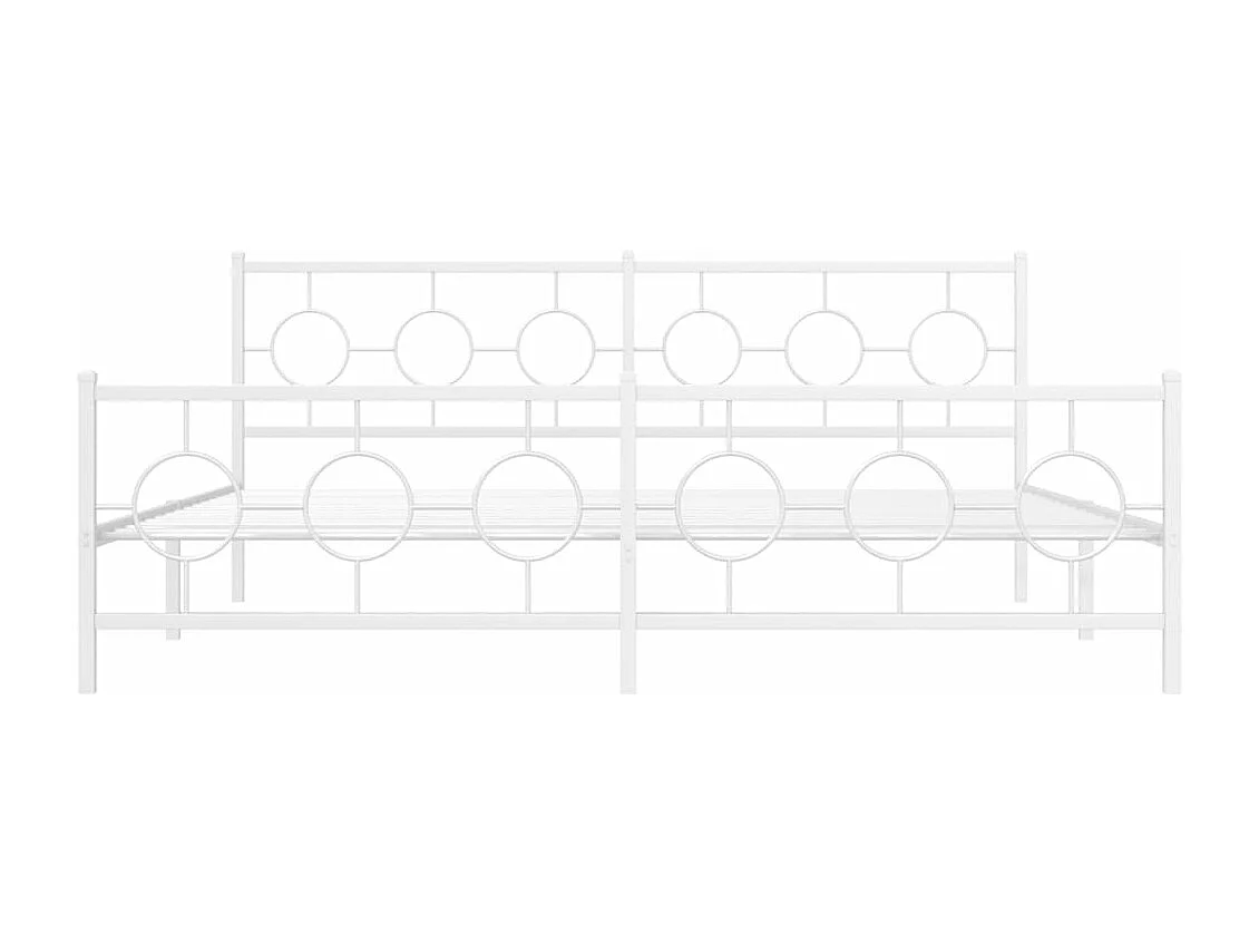 Cadre de lit métal sans matelas et pied de lit blanc 200x200 cm