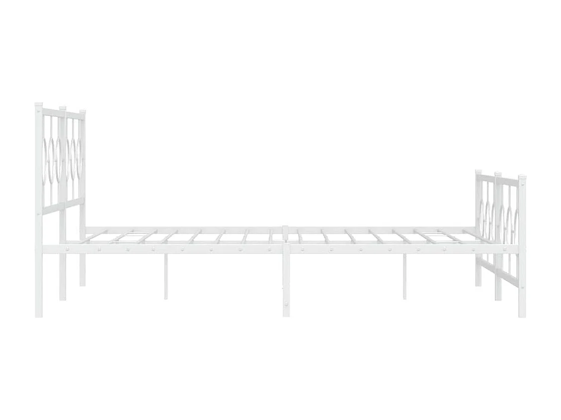 Cadre de lit métal sans matelas et pied de lit blanc 200x200 cm
