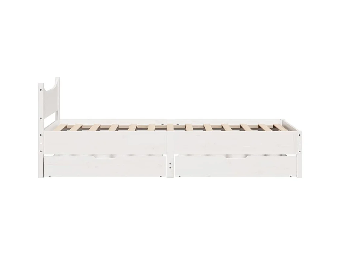 Cadre de lit avec tiroirs blanc 90x190 cm bois pin massif