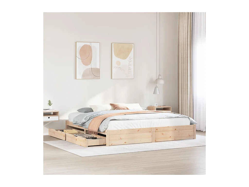 Cadre de lit sans matelas 200x200 cm bois massif de pin