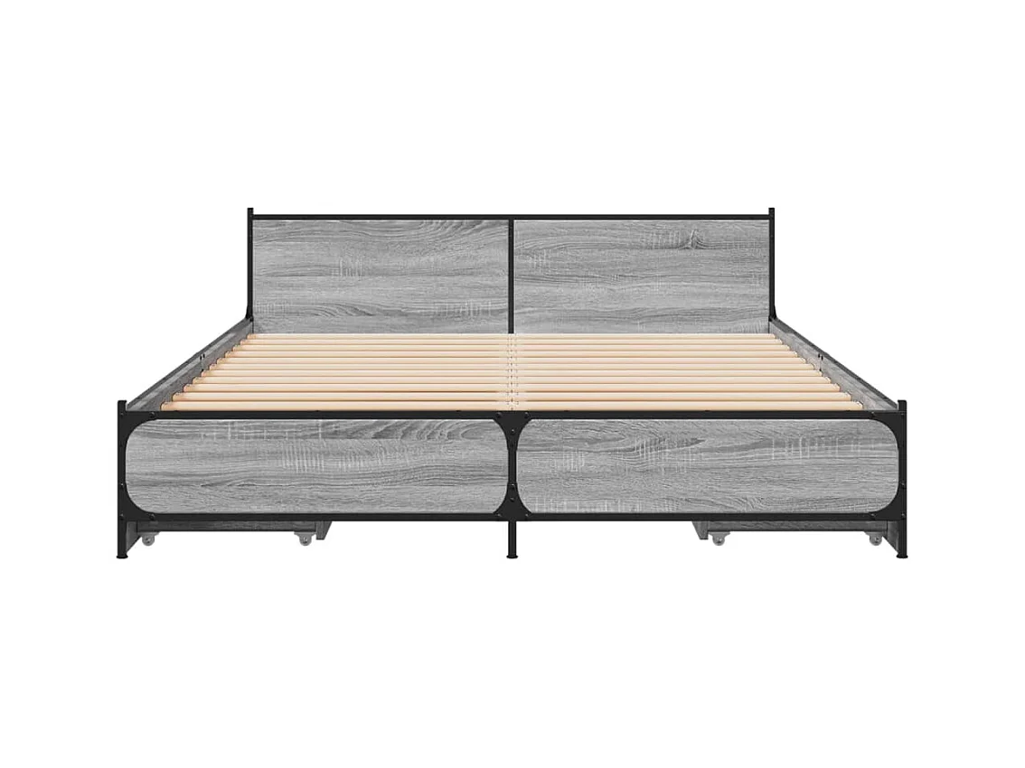 Cadre de lit avec tiroirs sans matelas sonoma gris 150x200 cm