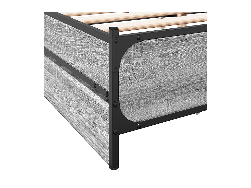 Cadre de lit avec tiroirs sans matelas sonoma gris 150x200 cm