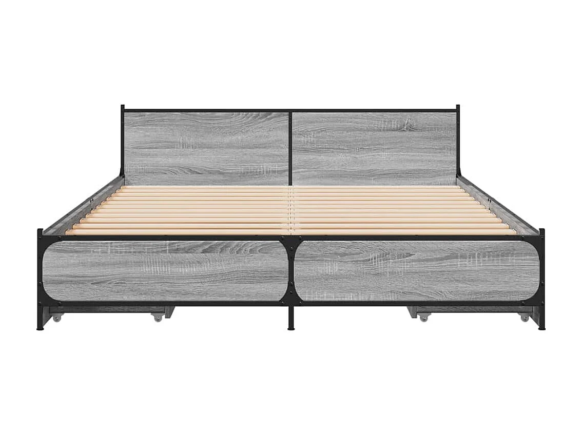 Cadre de lit avec tiroirs sans matelas sonoma gris 150x200 cm