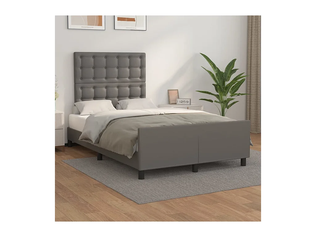 Giroletto con Testiera Grigio 120x190 cm in Similpelle