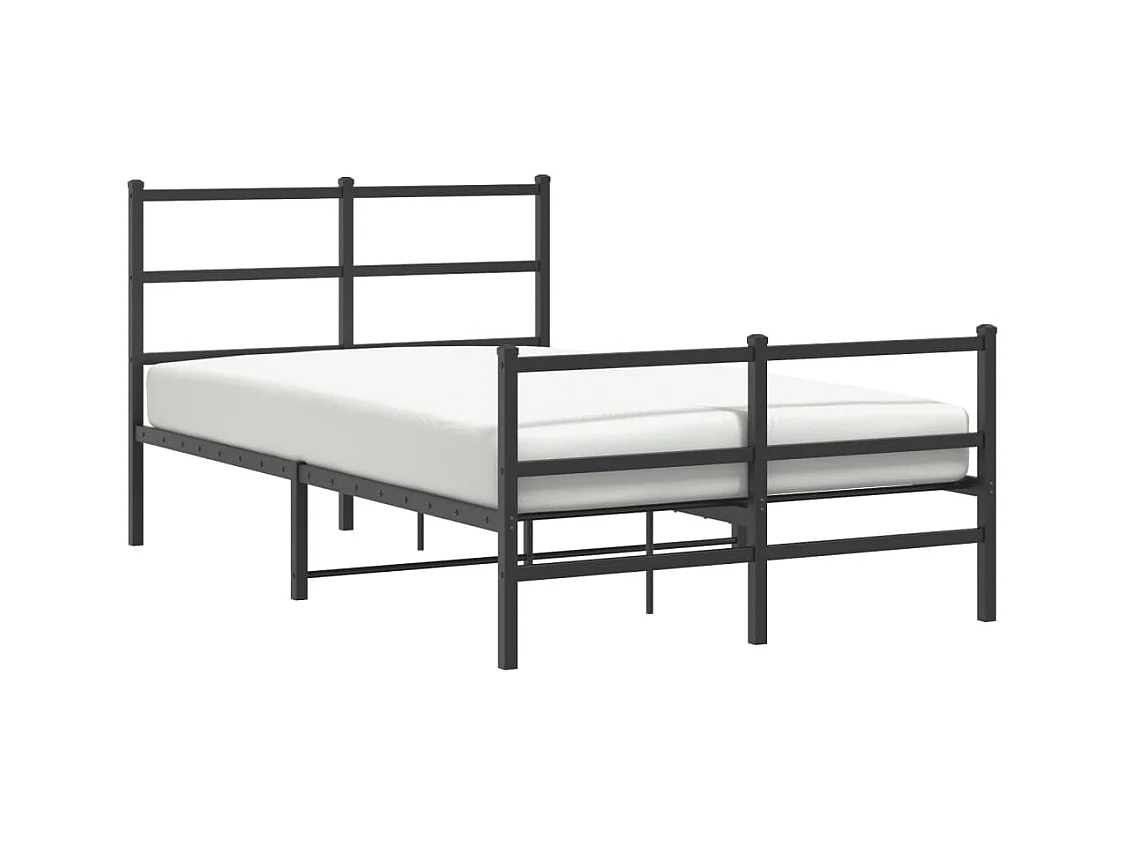 Cadre de lit métal sans matelas avec pied de lit noir 120x200cm