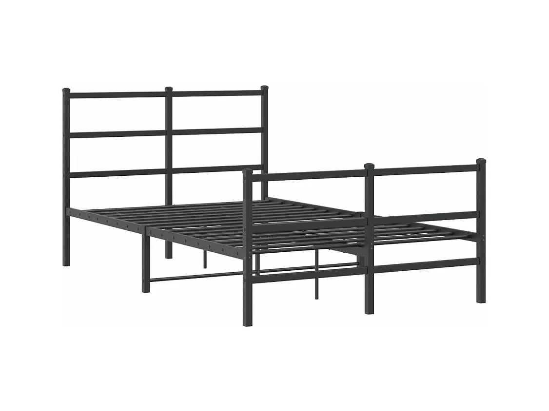 Cadre de lit métal sans matelas avec pied de lit noir 120x200cm