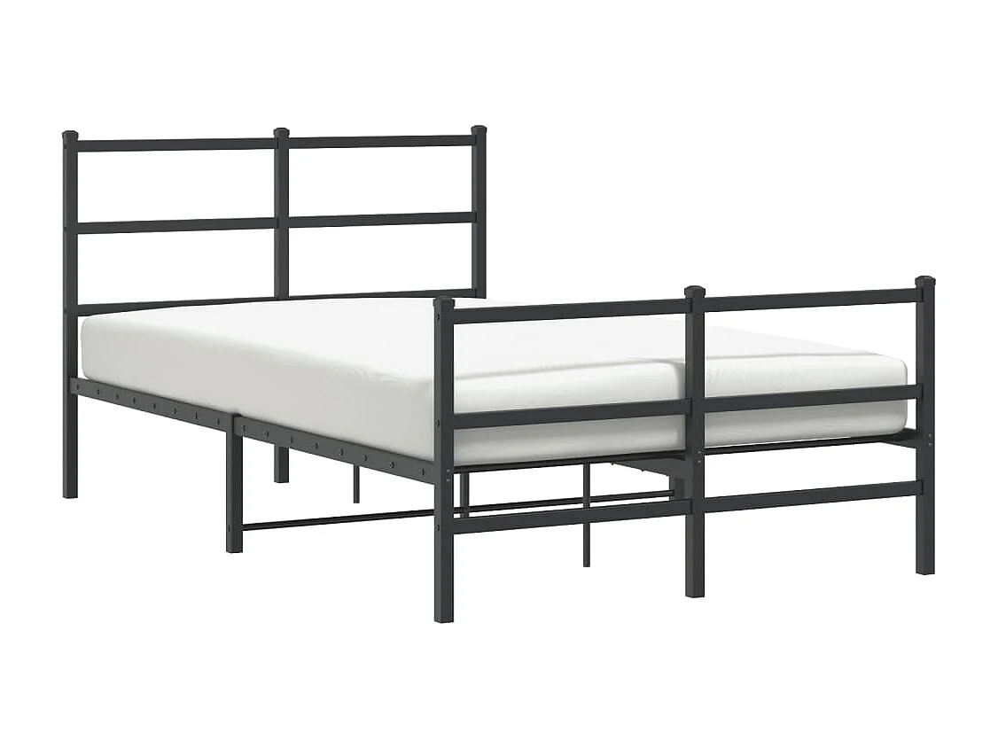 Cadre de lit métal sans matelas avec pied de lit noir 120x200cm