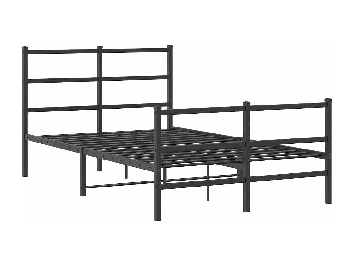 Cadre de lit métal sans matelas avec pied de lit noir 120x200cm