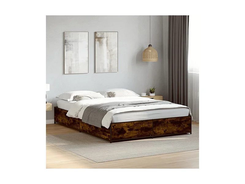 Cadre de lit sans matelas chêne fumé 120x200 cm