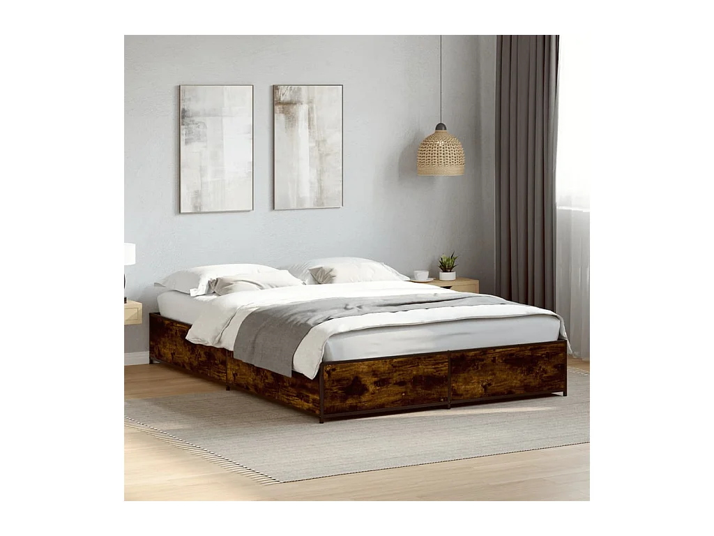 Cadre de lit sans matelas chêne fumé 120x200 cm