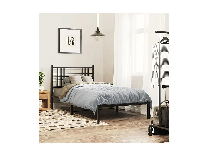 Giroletto con Testiera in Metallo Nero 90x200 cm