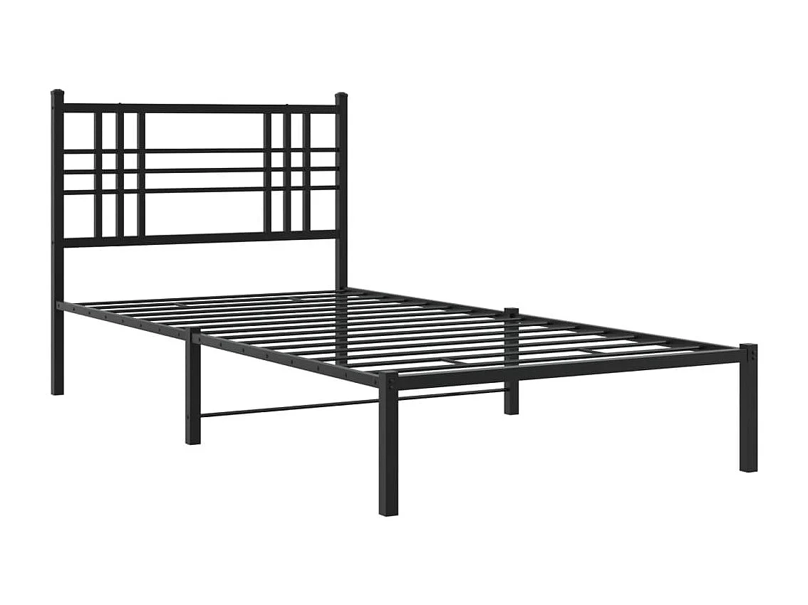 Cadre de lit métal sans matelas avec tête de lit noir 90x200 cm