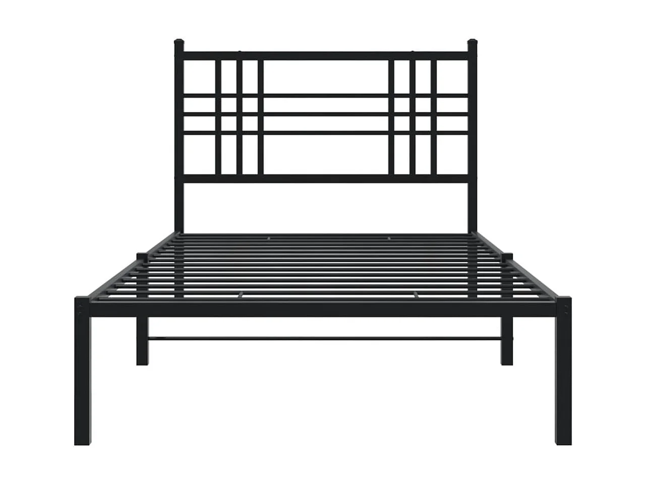 Cadre de lit métal sans matelas avec tête de lit noir 90x200 cm