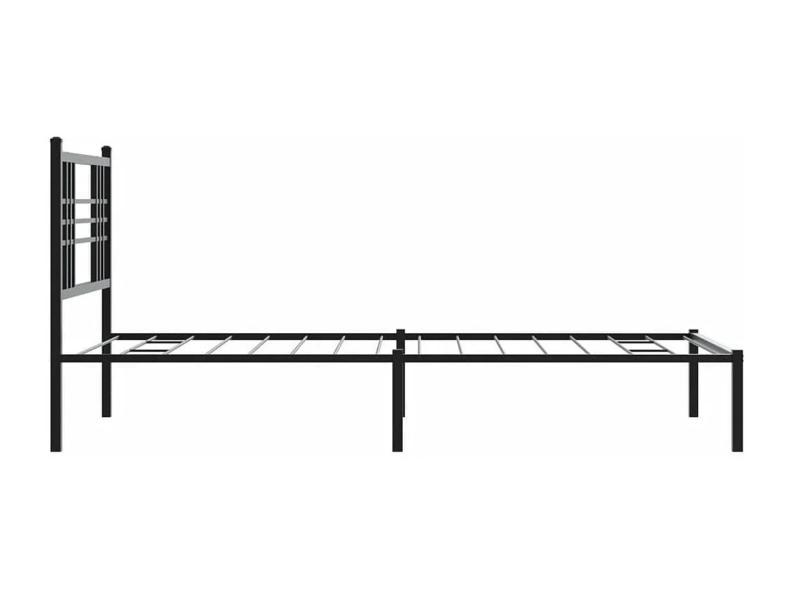 Cadre de lit métal sans matelas avec tête de lit noir 90x200 cm