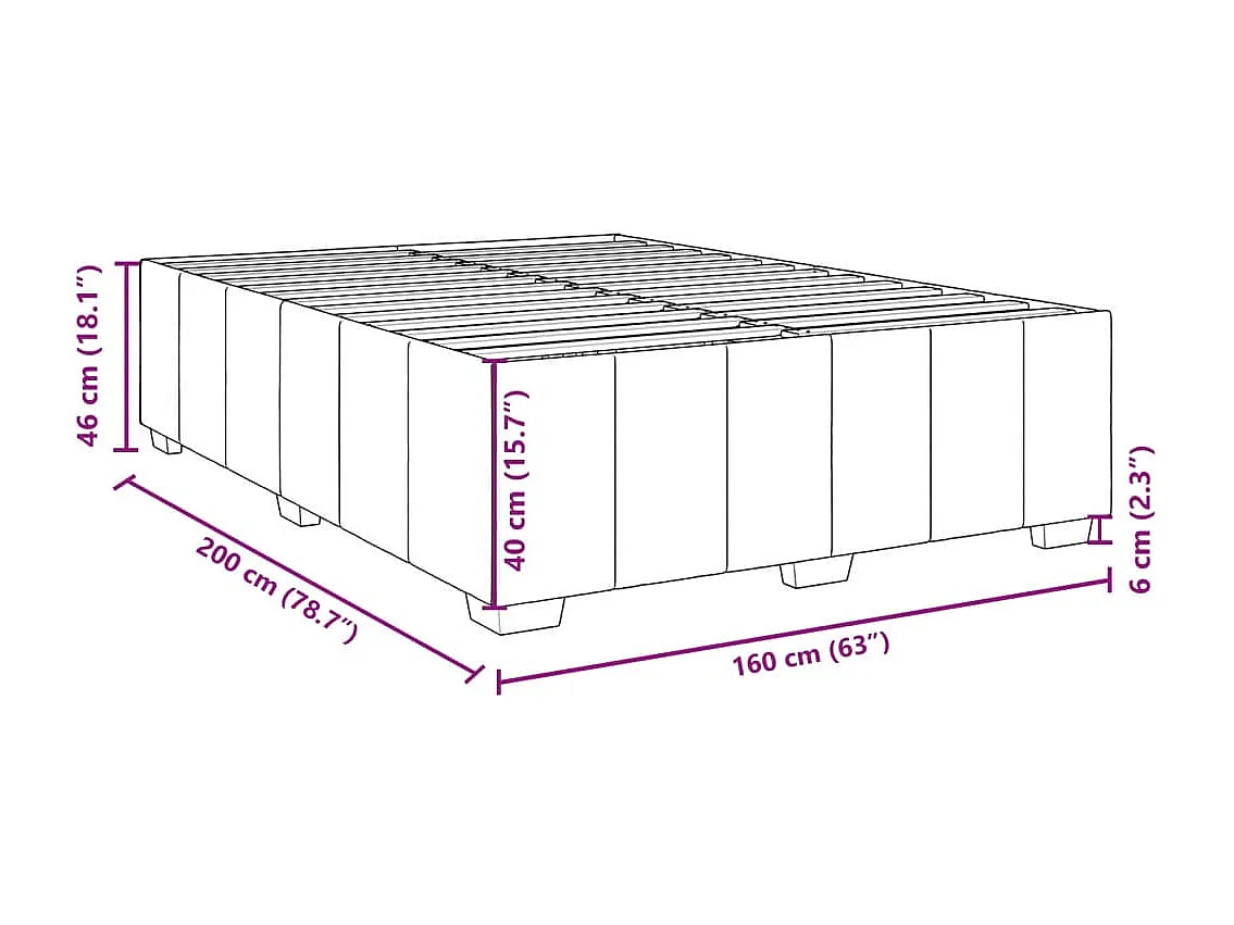 Cadre de lit sans matelas marron foncé 160x200 cm tissu