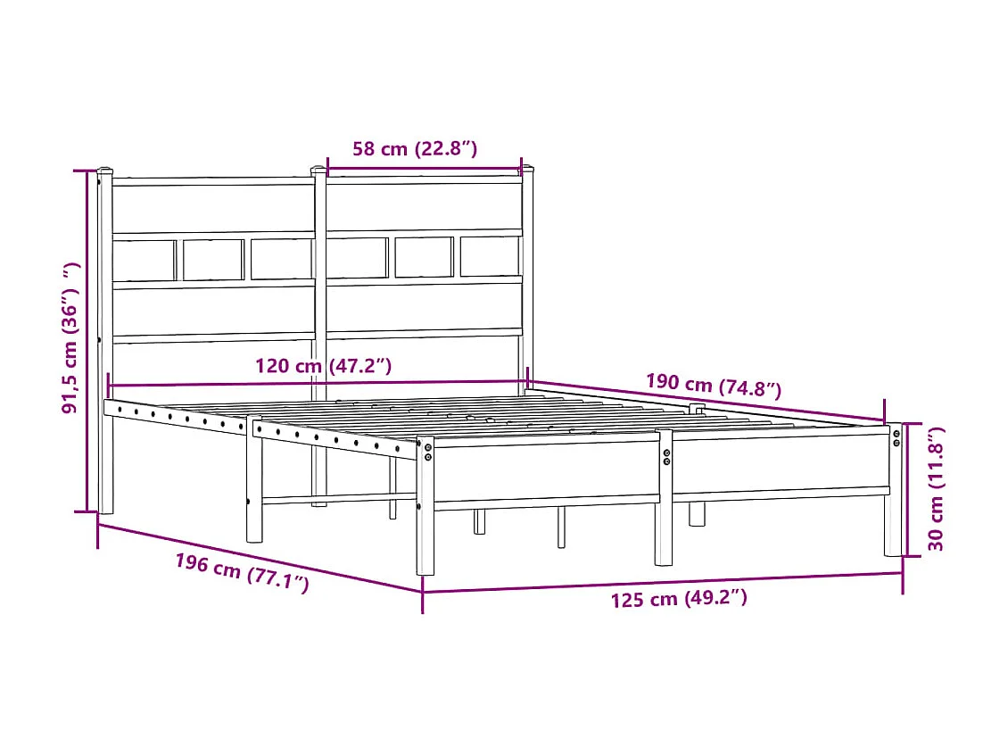 Bettgestell ohne Matratze Sonoma-Eiche 120x190 cm Holzwerkstoff