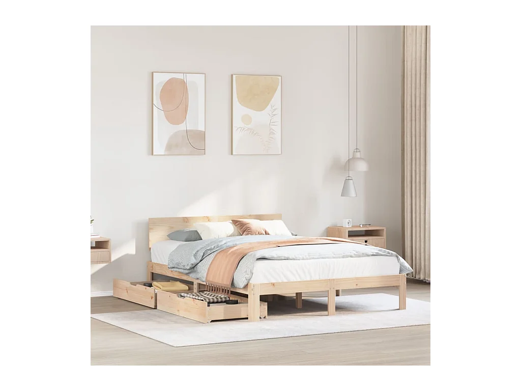 Bedframe met lades massief grenenhout 160x200 cm