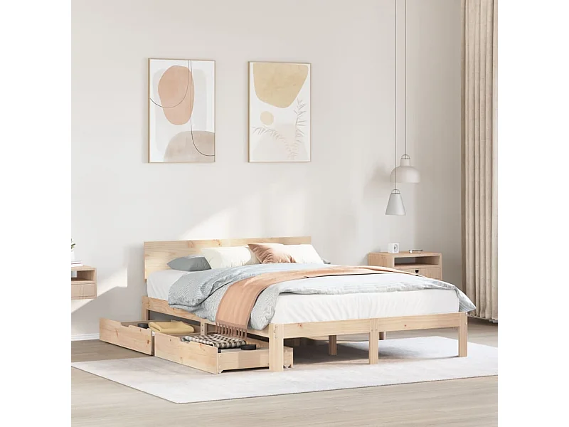 Bedframe met lades massief grenenhout 160x200 cm