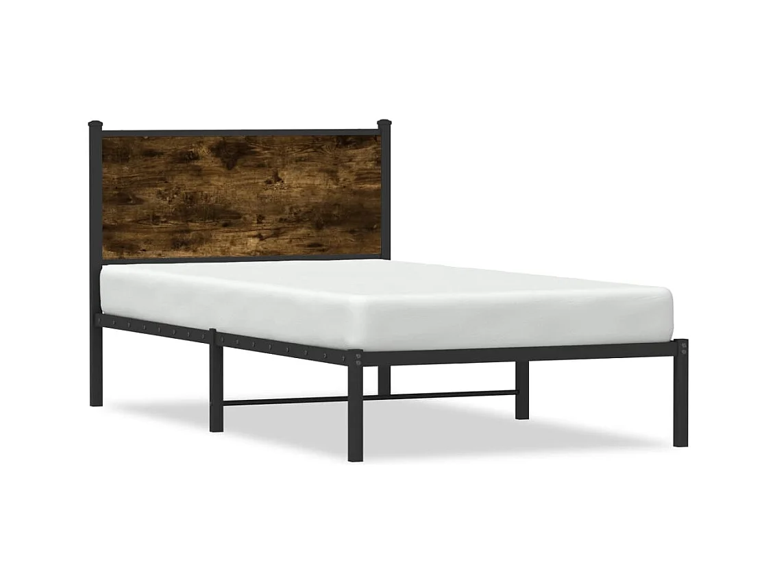 Bedframe zonder matras metaal gerookt eikenkleurig 100x190 cm