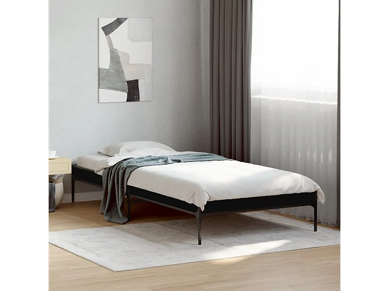 Cadre de lit sans matelas noir 75x190 cm