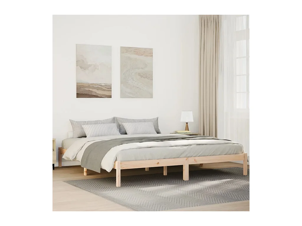 Cadre de lit extra long sans matelas 200x220 cm bois massif pin
