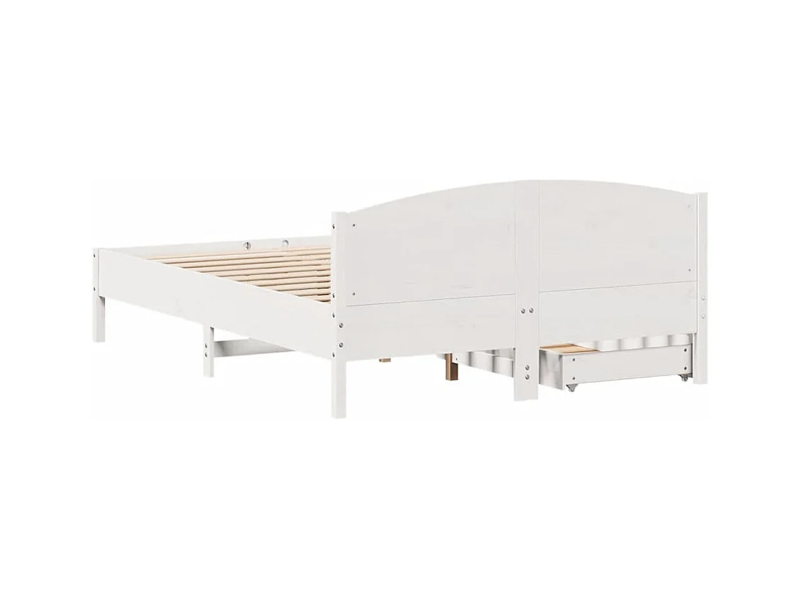 Cadre de lit sans matelas blanc 140x190 cm bois de pin massif