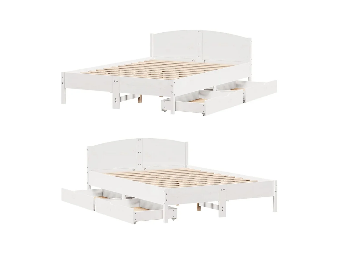 Cadre de lit sans matelas blanc 140x190 cm bois de pin massif