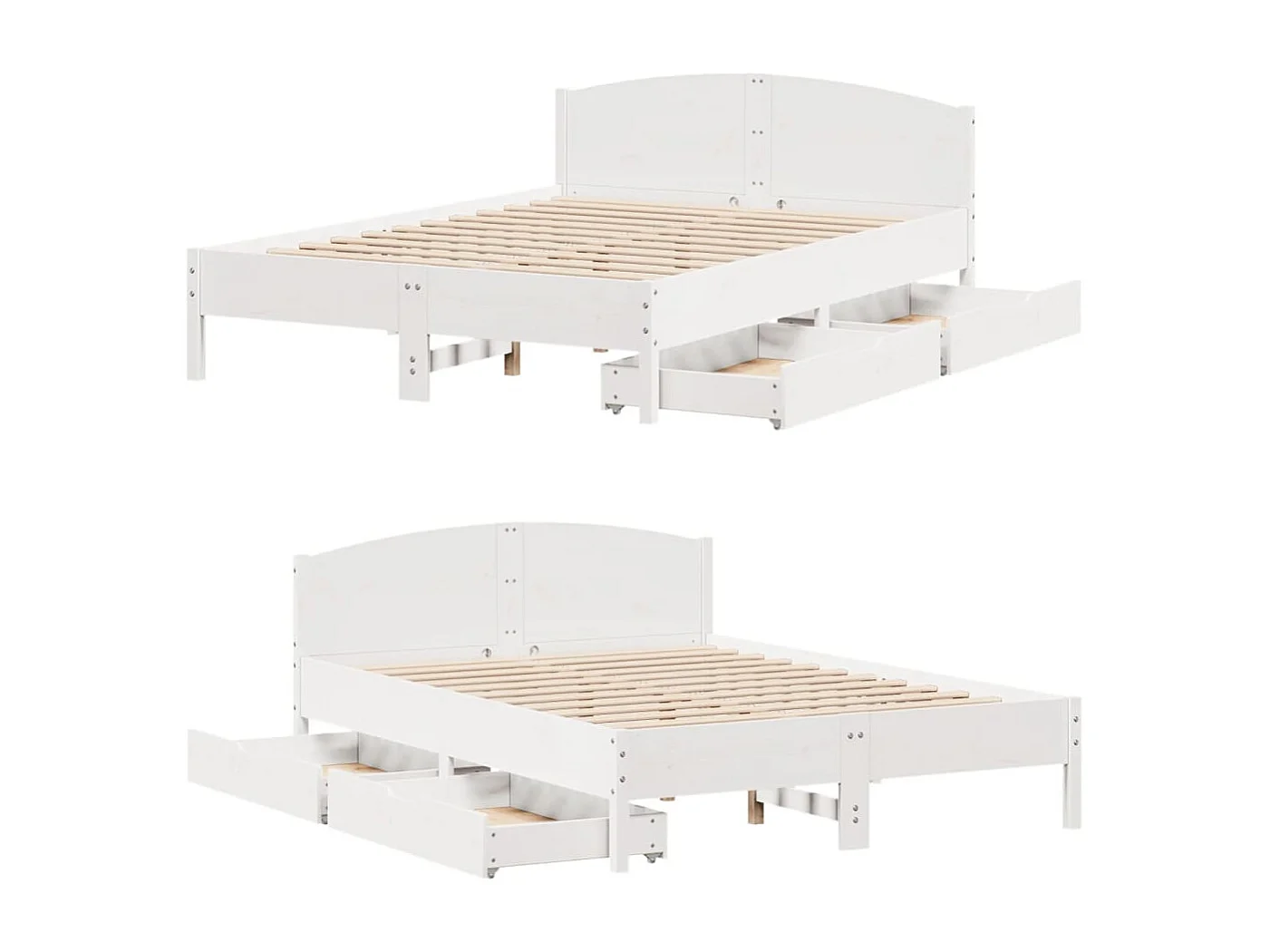 Cadre de lit sans matelas blanc 140x190 cm bois de pin massif