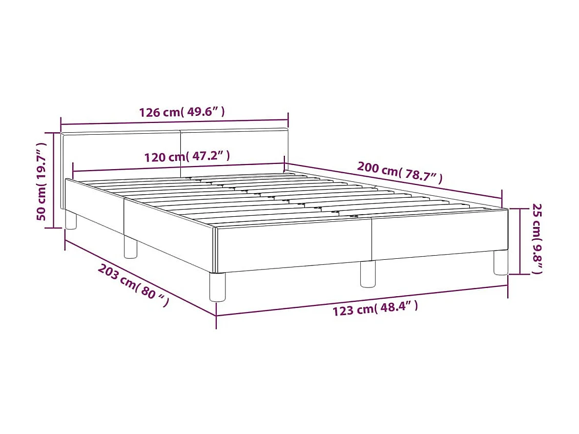 Cadre de lit sans matelas taupe 120x200 cm tissu