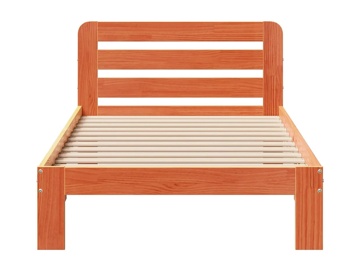 Cadre de lit sans matelas cire marron 100x200cm bois pin massif