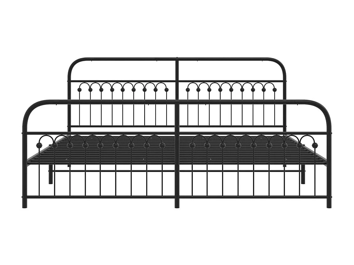 Cadre de lit métal sans matelas avec pied de lit noir 200x200cm