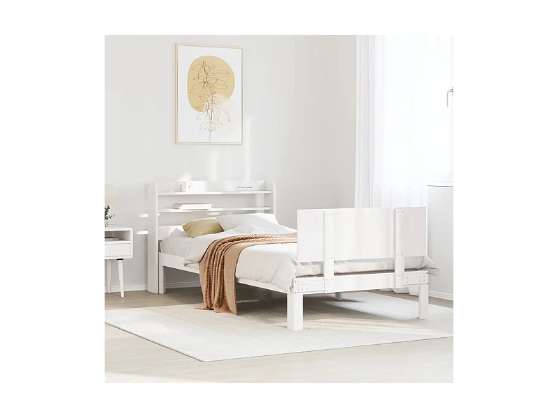 Estrutura de cama c/ cabeceira sem colchão 100x200 cm branco